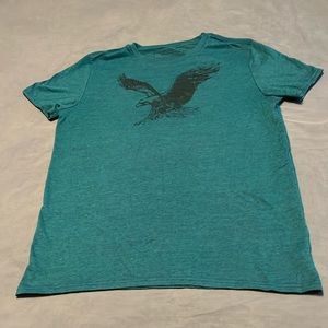 American Eagle Outfitters teal/turquoise heather eagle tshirt - M althetic fit